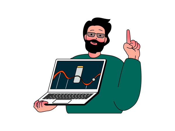 Geschäftsmann präsentiert Statistiken  Illustration