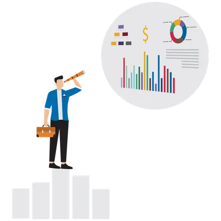 Geschäftsmann prognostiziert Geschäftsvision  Illustration