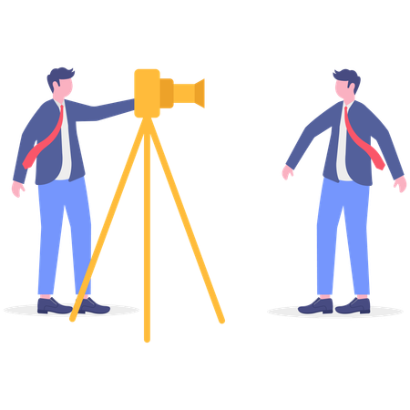 Geschäftsmann prognostiziert Mitarbeiterdaten  Illustration