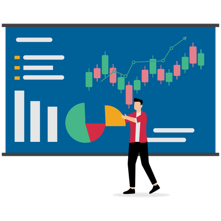 Geschäftsmann prognostiziert Renditen an der Börse  Illustration