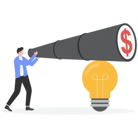 Geschäftsmann prognostiziert Geldinnovation  Illustration