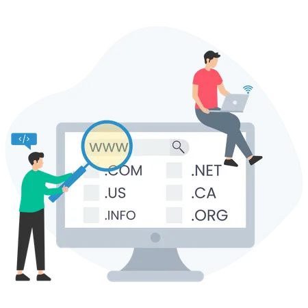 Geschäftsmann registriert Website-Domain  Illustration