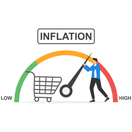 Geschäftsmann reguliert die steigende Inflation  Illustration