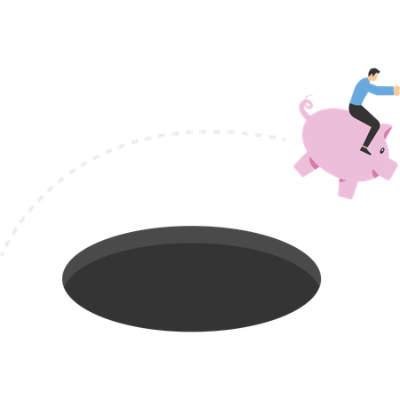 Geschäftsmann reitet ein Sparschwein  Illustration