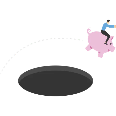 Geschäftsmann reitet ein Sparschwein  Illustration