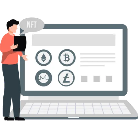 Geschäftsmann sammelte Token-NFT-Markt  Illustration