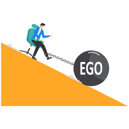 Geschäftsmann scheitert aufgrund von Ego-Problemen  Illustration