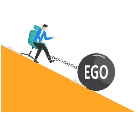 Geschäftsmann scheitert aufgrund von Ego-Problemen  Illustration