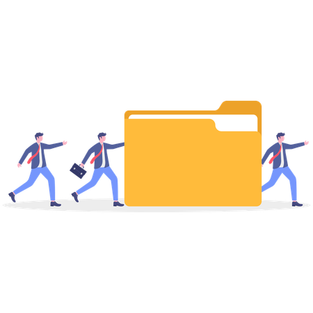 Geschäftsmann schiebt Ordner  Illustration