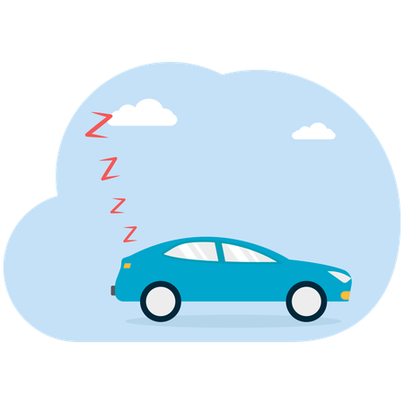 Geschäftsmann, schlafen im Auto  Illustration