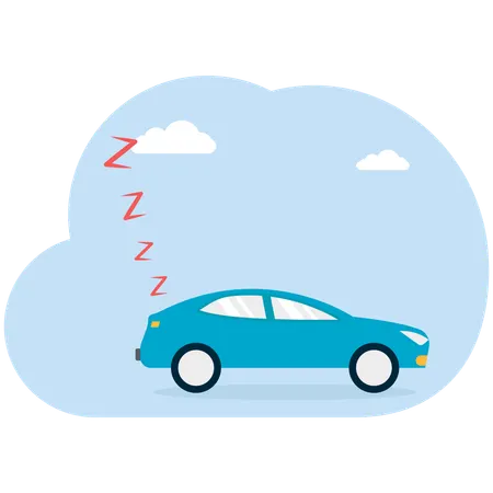 Geschäftsmann, schlafen im Auto  Illustration