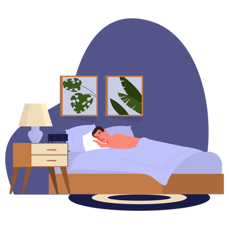 Geschäftsmann schläft fest im Bett  Illustration