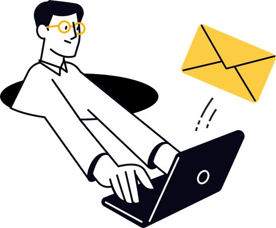 Geschäftsmann schreibt geschäftliche E-Mails  Illustration