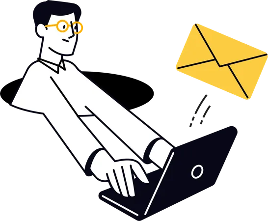 Geschäftsmann schreibt geschäftliche E-Mails  Illustration