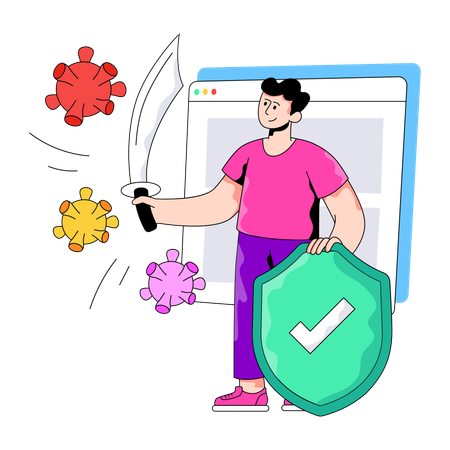 Geschäftsmann schützt vor Datenviren  Illustration