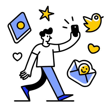 Geschäftsmann sendet Geschäftsmails  Illustration