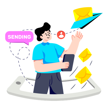 Geschäftsmann sendet Marketing-E-Mail  Illustration