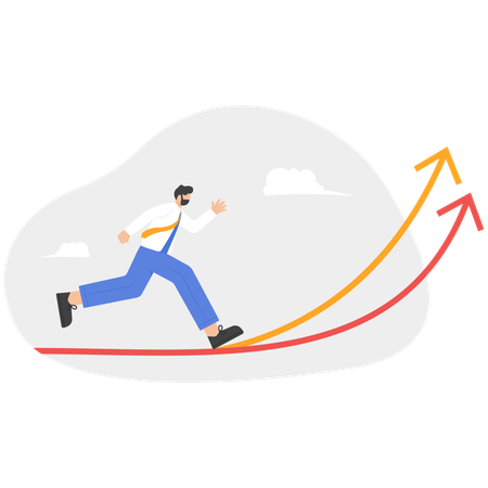 Geschäftsmann läuft auf Wachstumspfeil  Illustration