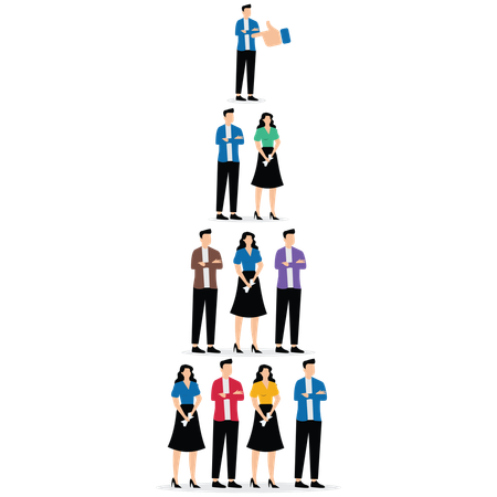 Geschäftsmann setzt CEO in Organigramm ein  Illustration