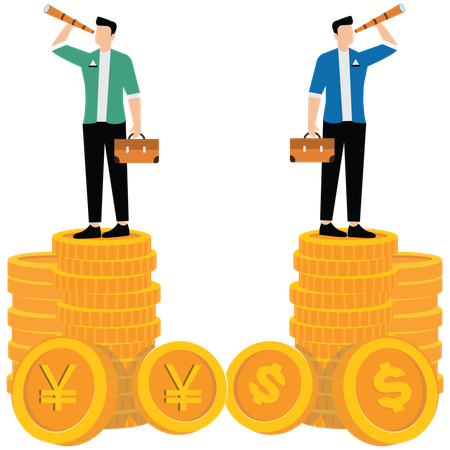 Geschäftsmann im finanziellen Wettbewerb  Illustration