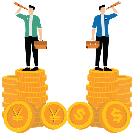 Geschäftsmann im finanziellen Wettbewerb  Illustration