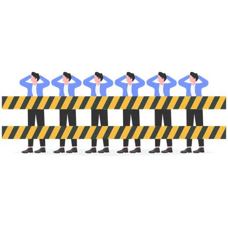 Geschäftsmann mit Geschäftsbeschränkung konfrontiert  Illustration