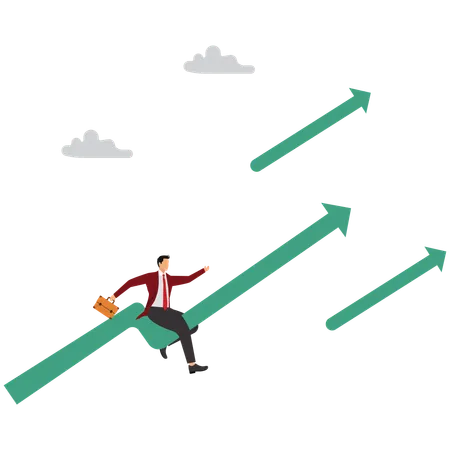 Geschäftsmann sitzt auf Wachstumstrend  Illustration