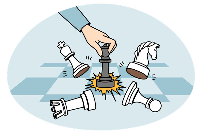 Geschäftsmann spielt Schach auf Schachbrett  Illustration