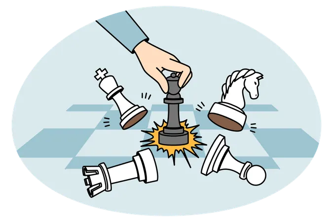 Geschäftsmann spielt Schach auf Schachbrett  Illustration