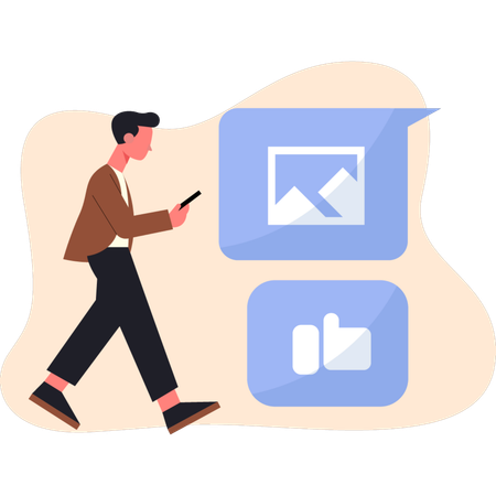 Geschäftsmann im Gespräch mit Menschen über Mobiltelefon  Illustration