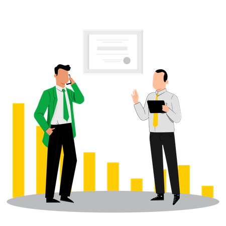 Geschäftsmann spricht über Geschäftsanalyse  Illustration