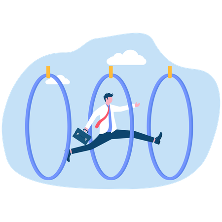 Geschäftsmann springt vom Reifen  Illustration