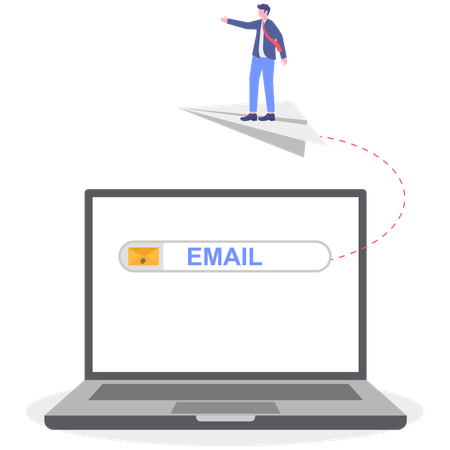 Geschäftsmann startet E-Mail-Kampagne Illustration