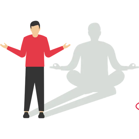 Geschäftsmann steht mit Yoga-Schatten  Illustration