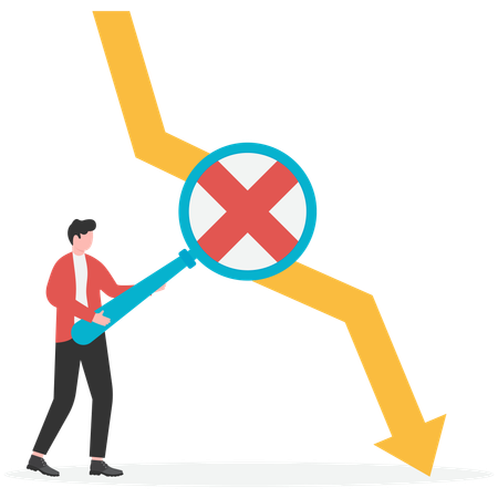 Geschäftsmann steht vor einem Analysefehler  Illustration