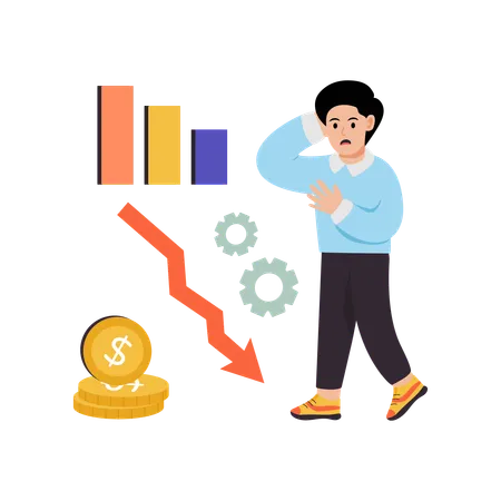 Geschäftsmann vor der Finanzkrise  Illustration