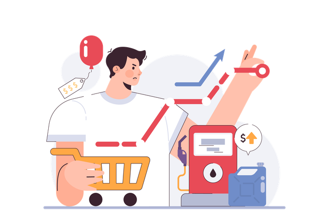 Geschäftsmann steht vor einer Rezession auf dem Markt  Illustration