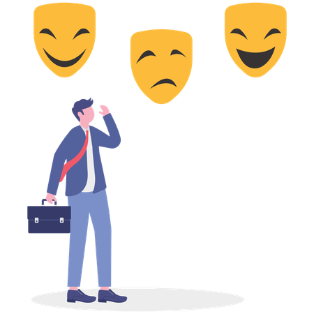 Geschäftsmann steht vor emotionalen Veränderungen  Illustration