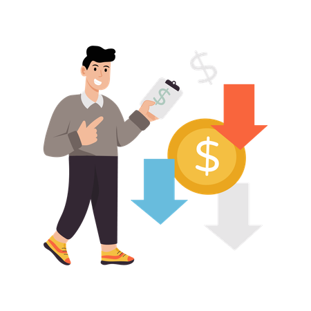 Geschäftsmann steht vor finanzieller Inflation  Illustration