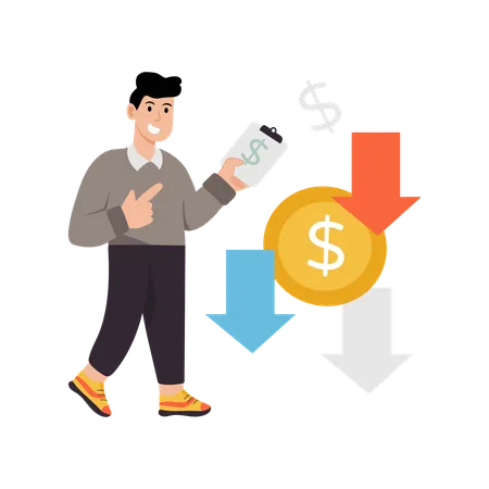 Geschäftsmann steht vor finanzieller Inflation  Illustration