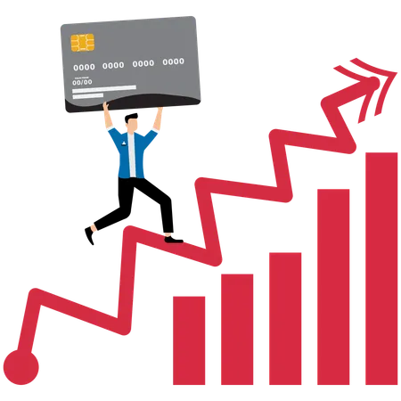 Geschäftsmann mit finanzieller Instabilität konfrontiert  Illustration