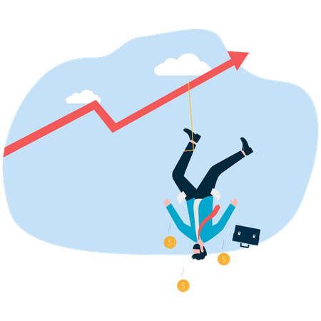 Geschäftsmann mit finanzieller Volatilität konfrontiert  Illustration