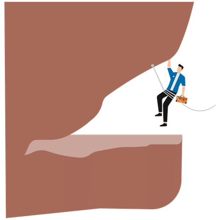 Geschäftsmann steht vor geschäftlichen Herausforderungen  Illustration