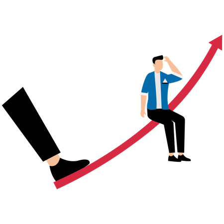 Geschäftsmann steht vor Inflation  Illustration