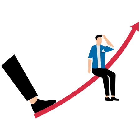 Geschäftsmann steht vor Inflation  Illustration