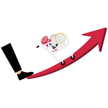 Geschäftsmann steht vor Inflation  Illustration