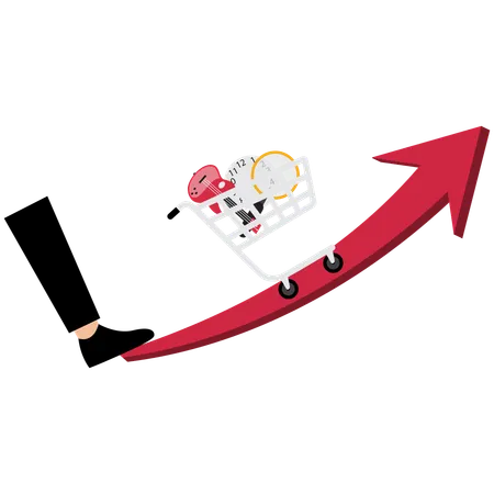 Geschäftsmann steht vor Inflation  Illustration