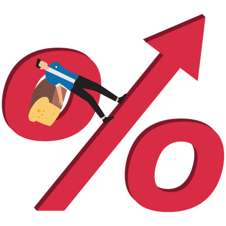 Geschäftsmann steht vor Inflation  Illustration