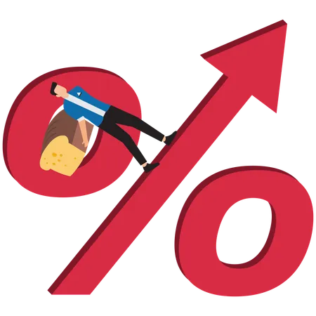 Geschäftsmann steht vor Inflation  Illustration