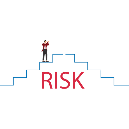 Geschäftsmann steht vor Investitionsrisiko  Illustration